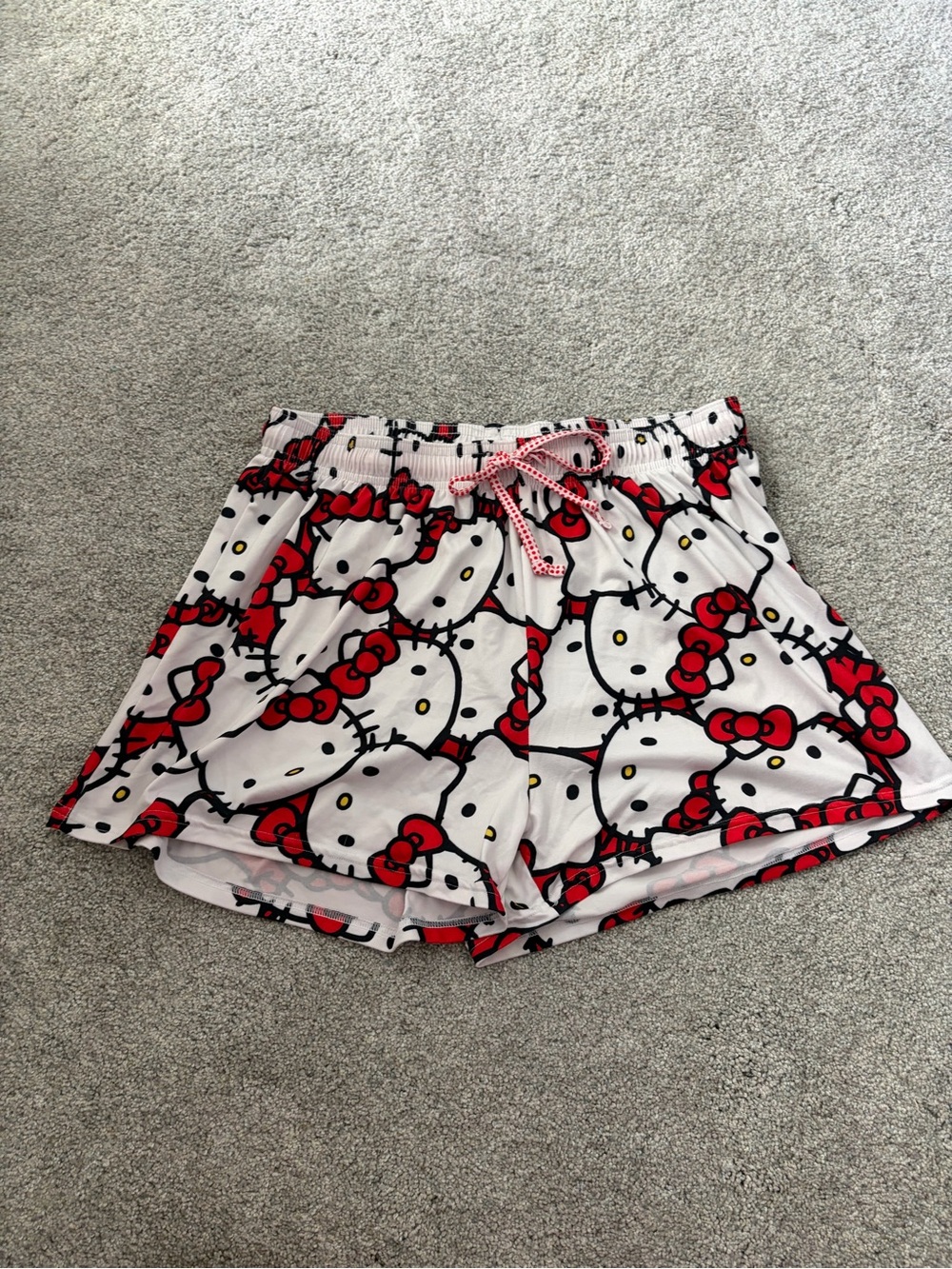 Hello Kitty White Shorts with Red Bow Print